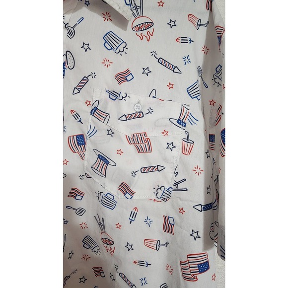 free planet fourth of July shirt button down size 1X 100% cotton white - Picture 4 of 9